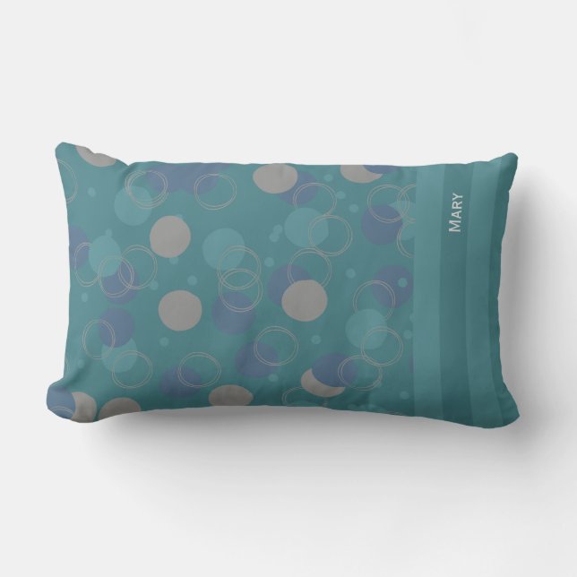 Coussin Rectangle Cercles Bleus Classique Moderne Motif Prénom (Recto)