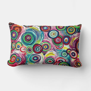 Coussin Rectangle Cercles colorés et torsades Art Abstrait original