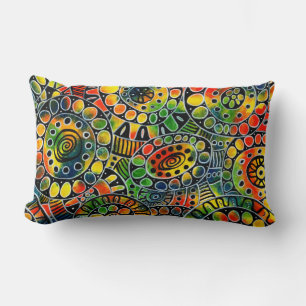 Coussin Rectangle Cercles et ovales abstraits originaux colorés vifs