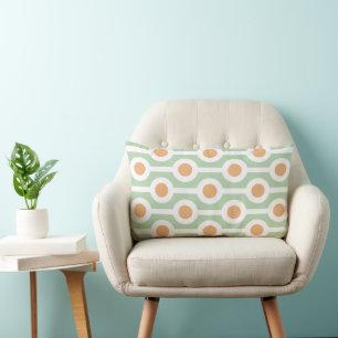 Coussin Rectangle Cercles et rayures modernes sur fond vert clair