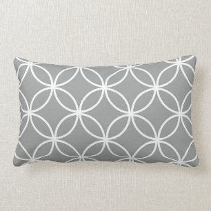 Coussin Rectangle Cercles géométriques gris et blancs modernes Motif