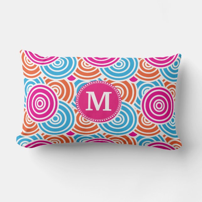 Coussin Rectangle Cercles personnalisés de Teal de roses indien de (Recto)
