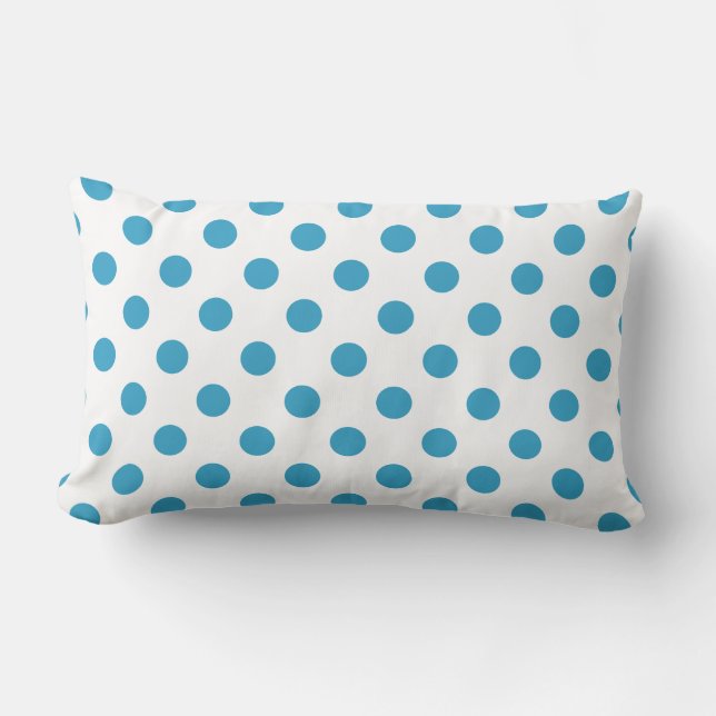 Coussin Rectangle Cercles Pois bleu paon (Recto)