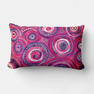 Coussin Rectangle Cercles roses et violets et tourbillons Art origin