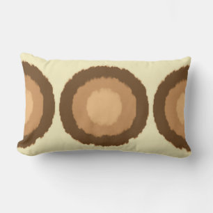 Coussin Rectangle Cercles tribaux modernes en batik - marron et beig