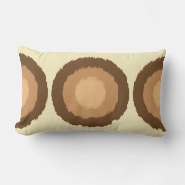Coussin Rectangle Cercles tribaux modernes en batik - marron et beig (Recto)