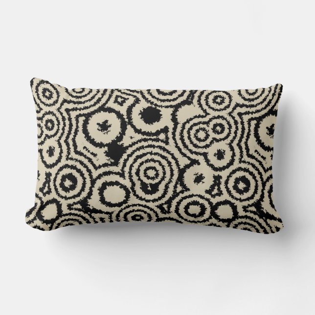 Coussin Rectangle Cercles vintages en noir et blanc (Recto)