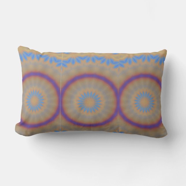 Coussin Rectangle Cercles violets, bleus, jaunes (Recto)