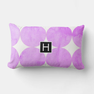 Coussin Rectangle Cercles violets modernes Monogramme