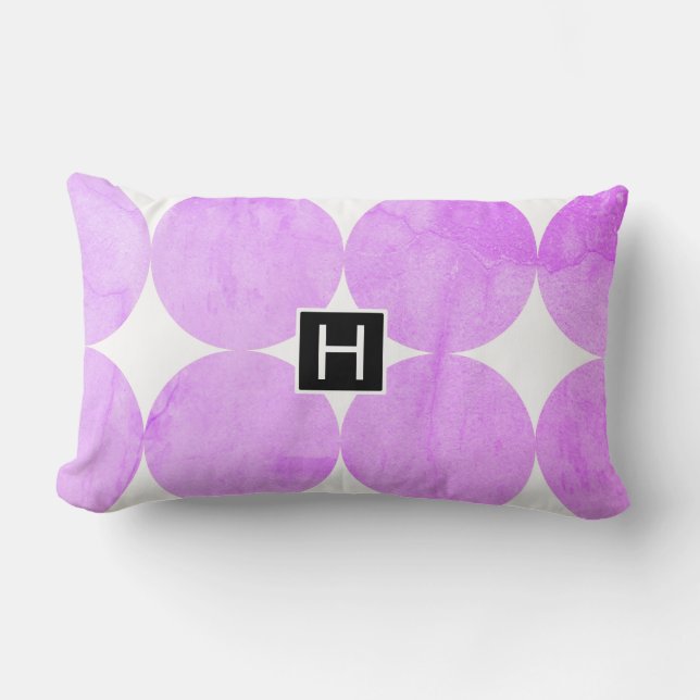 Coussin Rectangle Cercles violets modernes | Monogramme (Recto)