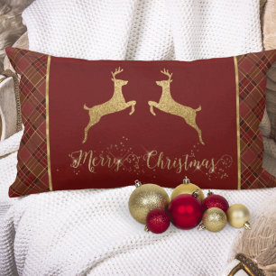 Coussin Rectangle Cerf à huile d'or plaqué de Noël
