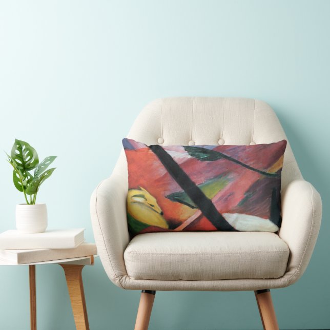 Coussin Rectangle Cerf dans la forêt II par Franz Marc; Reh im Walde (Chaise)