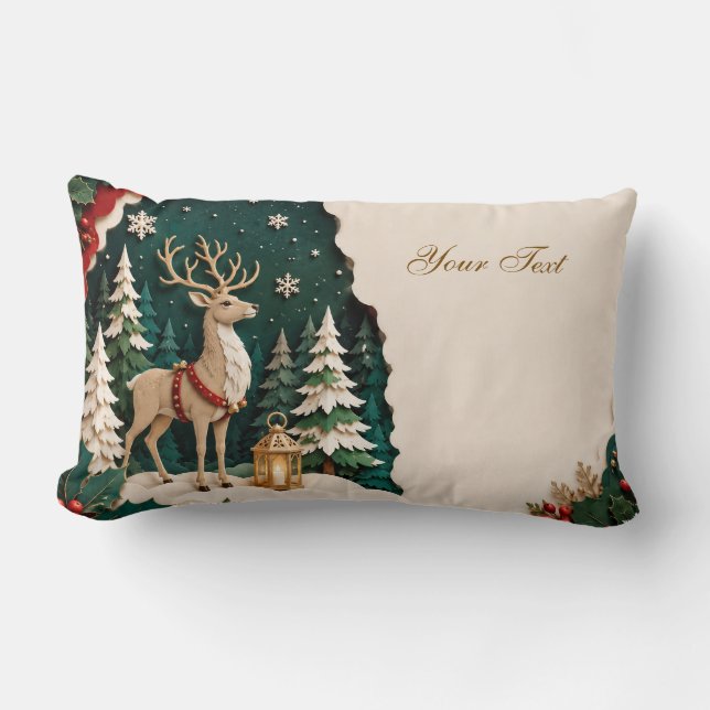 Coussin Rectangle Cerf de Noël Forest Frame (Recto)