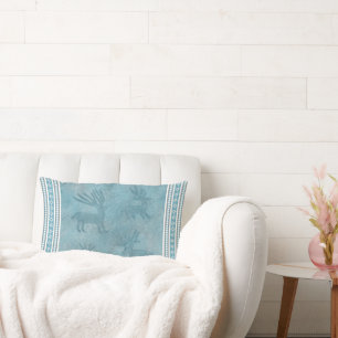 Coussin Rectangle Cerf d'hiver du sud-ouest, Flammes de neige, Pins