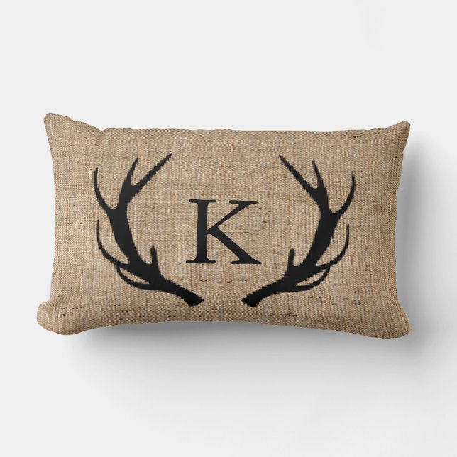 Coussin Rectangle Cerfs communs rustiques Antler avec la toile de (Recto)
