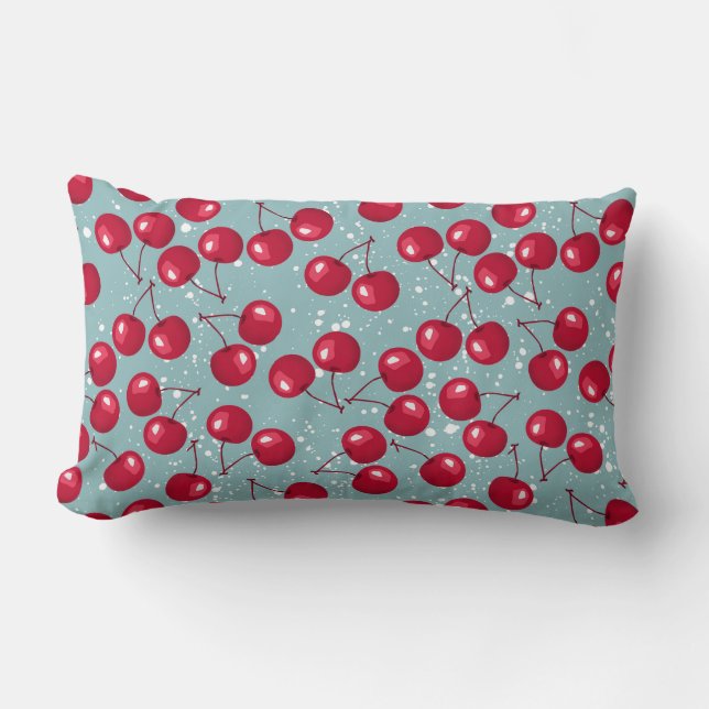 Coussin Rectangle Cerise d'hiver. (Recto)