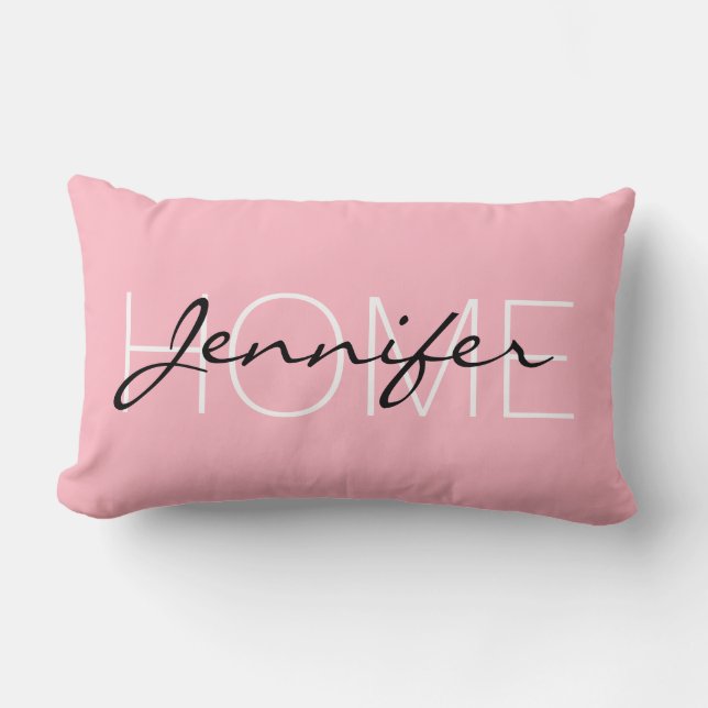 Coussin Rectangle Cerisier fleur rose couleur maison monogramme (Recto)