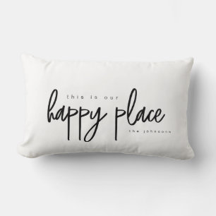 Coussin Rectangle C'est mon endroit heureux Typographie moderne pers
