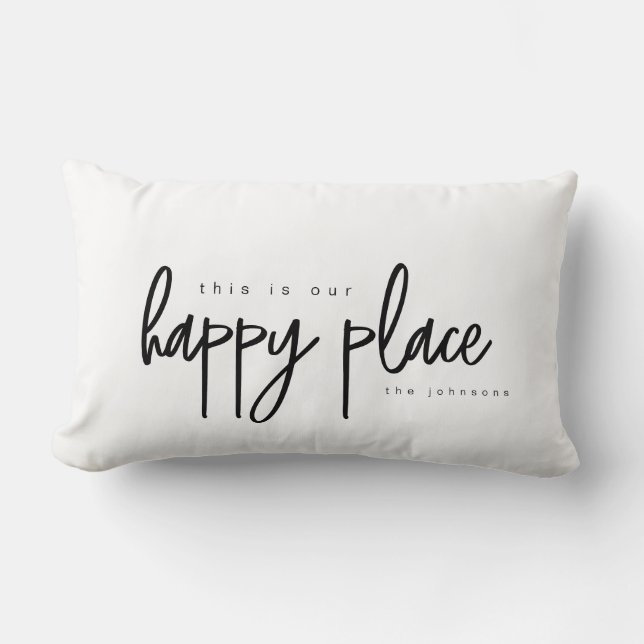 Coussin Rectangle C'est mon endroit heureux Typographie moderne pers (Recto)