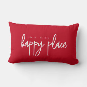 Coussin Rectangle C'est mon Happy Place Modern Typographie rouge