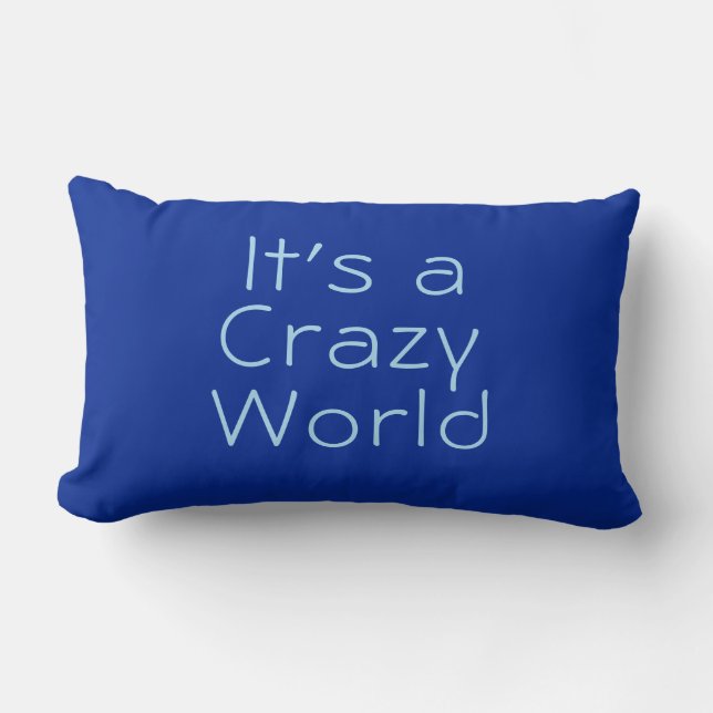 Coussin Rectangle "C'est un monde fou !" Cobalt & Blue Funny Fun (Recto)