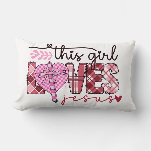 Coussin Rectangle Cette fille aime Jésus (Recto)