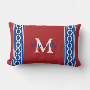 Coussin Rectangle Chaîne hexagonale Monogramme nautique côtier moder
