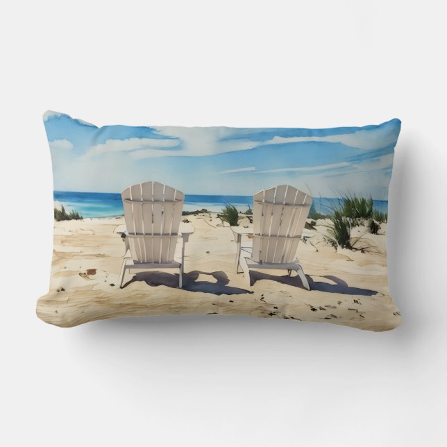Coussin Rectangle Chaises dans le sable de la plage Siesta Key Couss (Recto)