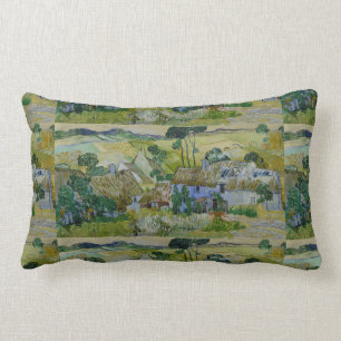 Coussin Rectangle Chalets De Chalet vintage Van Gogh Sur Une Colline
