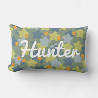 Coussin Rectangle Chambre cool Blue et Green Star Camo Boys