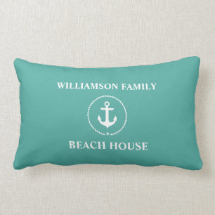 Coussin Rectangle Chambre de plage nautique de nom de famille