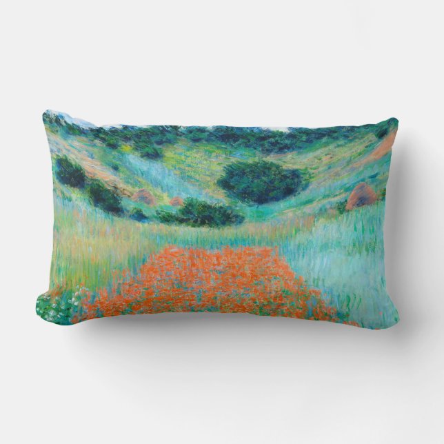 Coussin Rectangle Champ Claude Monet Poppy dans un trou près de give (Recto)