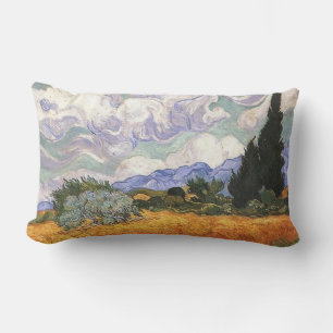 Coussin Rectangle Champ de blé avec cyprès de Van Gogh.