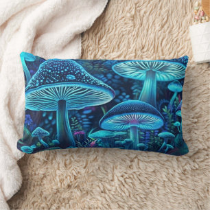 Coussin Rectangle Champignons bleus magiques