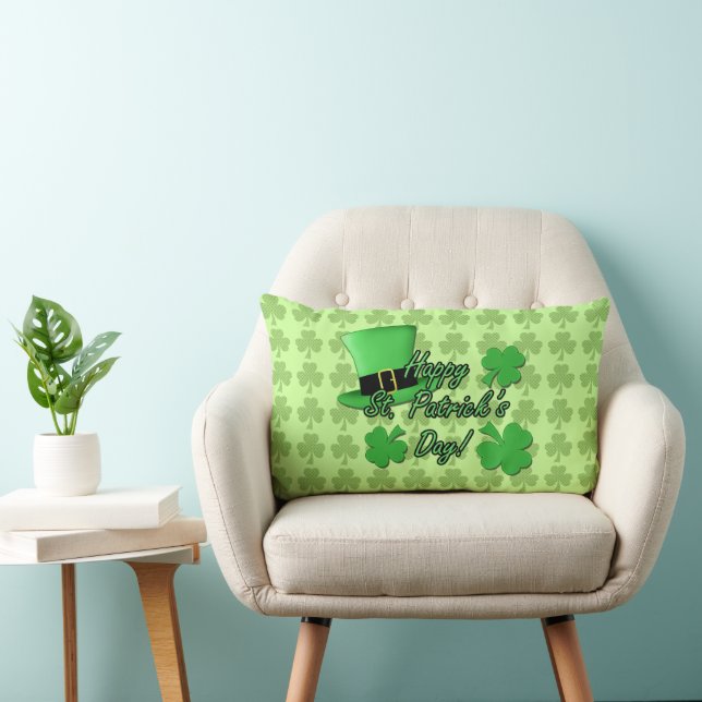 Coussin Rectangle Chapeau haut de forme vert amusant de la Saint-Pat (Chaise)