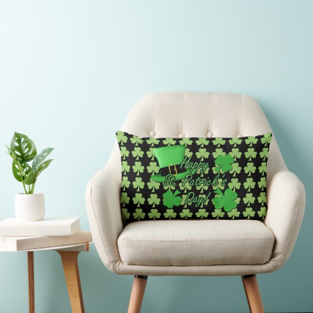 Coussin Rectangle Chapeau haut de forme vert amusant et cool Shamroc (Chaise)