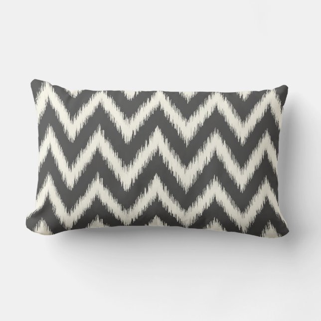 Coussin Rectangle Charbon gris Ikat Chevron (Recto)