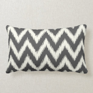 Coussin Rectangle Charbon gris Ikat Chevron