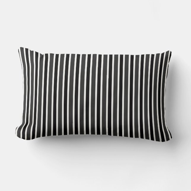 Coussin Rectangle Charbon, rayures noires et blanches (Recto)