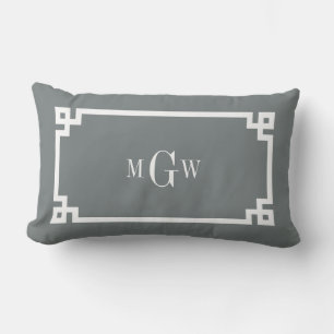 Coussin Rectangle Charbon Whats Clé grecque #2 Cadre 3 Init Monogram