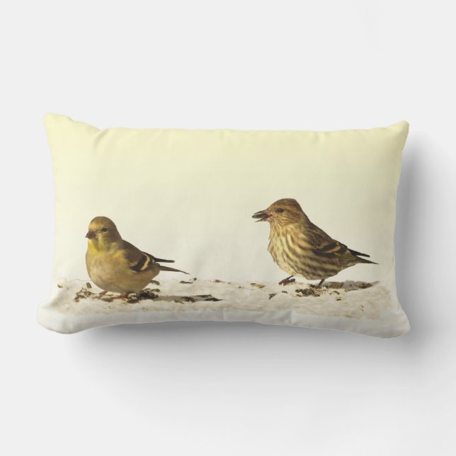 Coussin Rectangle Chardonneret et pin Siskin (Recto)
