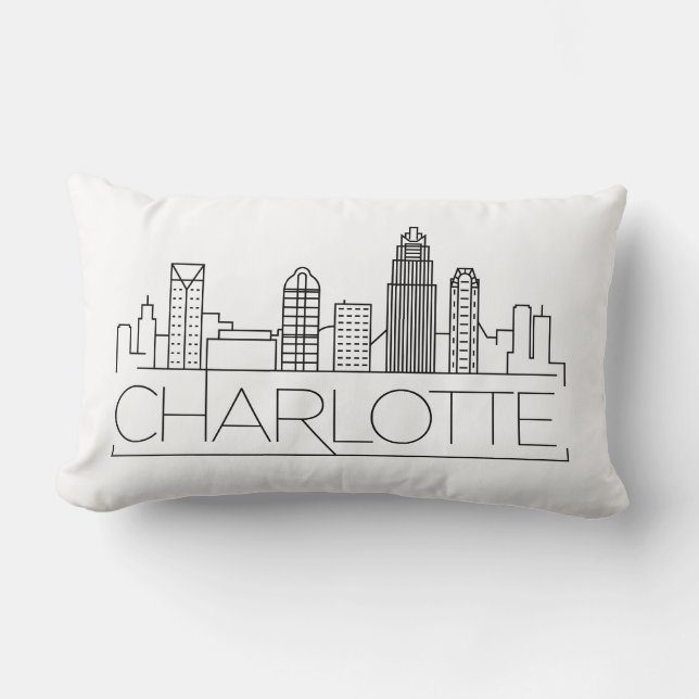 Coussin Rectangle Charlotte, Caroline du Nord Skyline (Recto)
