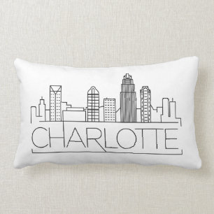 Coussin Rectangle Charlotte, Caroline du Nord Skyline