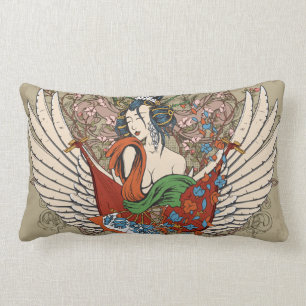 Coussin Rectangle charmant japonaise geisha fille angel vectoriel ar