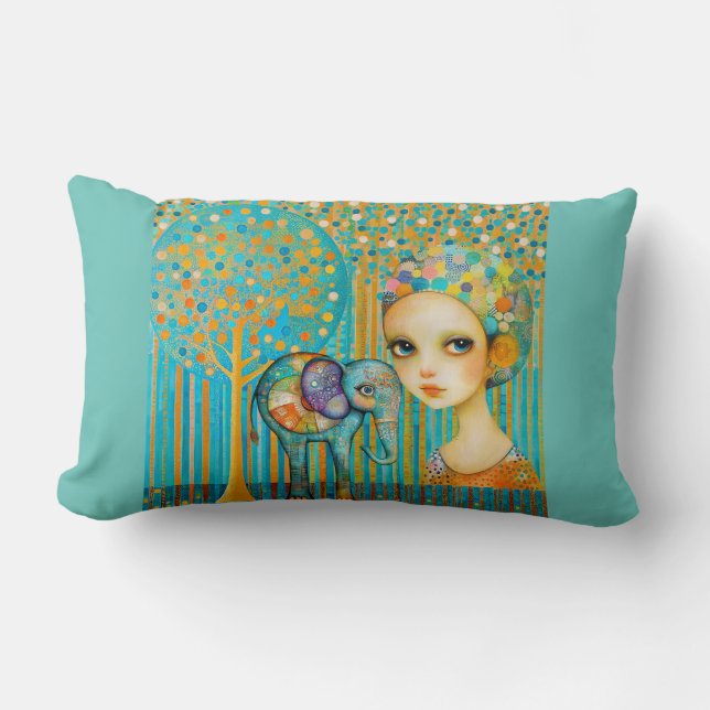 Coussin Rectangle Charme des éléphants (Recto)