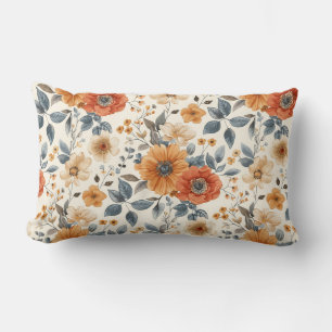 Coussin Rectangle Charme Floral Orange Chaud