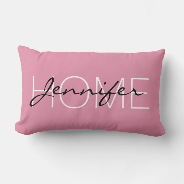 Coussin Rectangle Charme rose couleur maison monogramme (Recto)