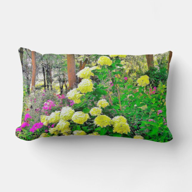 Coussin Rectangle Chartreuse Vert Limelight Hydrangea Garden (Recto)