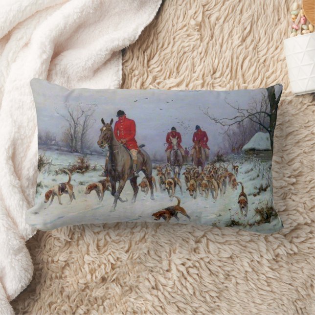 Coussin Rectangle Chasse au renard, chasseurs et chiens rentrant che (Couverture)