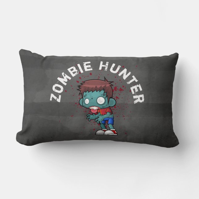 Coussin Rectangle Chasseur de zombies avec éclaboussures de sang Eff (Recto)